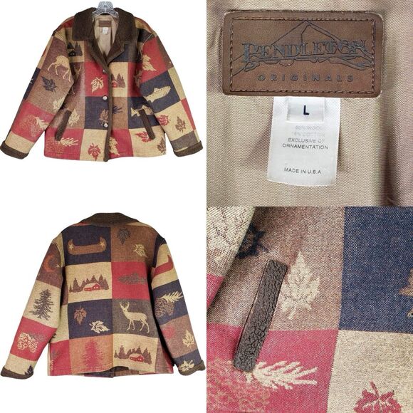 PENDLETON Southwestern Blanket Jacket Wool Womens Large Coat Cabin Lodge - Picture 1 of 7